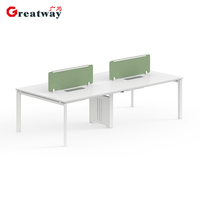 Système de bureau modulaire pour 4 personnes, système de bancs de travail, bureau de teamwork à pieds partagés, espace de travail E0 MFC avec gestion des câbles, certifié BIFMA