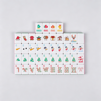 Mahjong américain personnalisé en acrylique, 160 tuiles, thème de Noël, jeu de société de table pour cadeau de vacances