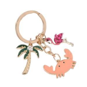 귀여운 에나멜 게 나무 코코넛 열쇠 고리 하와이 오션 비치 비키니 매력 펜던트 여름 바다 휴가 기념품 선물 사랑스러운 열쇠 고리 - Product Image 4