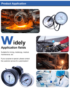 Manomètres en acier inoxydable avec cadran de 0-30/60/100/160/200/250/600/2300 psi ou 160 bar, diamètre 40/63/100/150 mm, raccord mâle NPT 1/4 pouce - Product Image 6