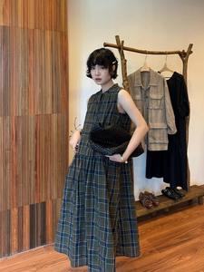 Robe d'été sans manches à carreaux, style vintage haut de gamme, patchwork, Qingling - Product Image 4