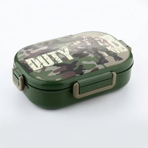 Lonchera CHAMPION, Lonchera Rectangular de Plástico con Diseño de Camuflaje, Libre de BPA, Compartimento Único, Portátil, Estilo Moderno, Talla M - Product Image 1