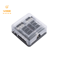 Bloc de fusibles à 6 voies avec couvercle étanche, fusibles à lame, bornes avec indicateur LED, type à fixation par vis, pour l'audio automobile