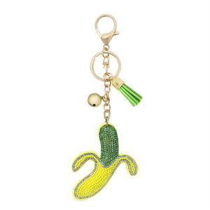 Nouveau style Strass porte-clés ananas <span class=keywords><strong>banane</strong></span> velours Coréen Diamant clé chaint avec cristal <span class=keywords><strong>sac</strong></span> à main pendentif - Product Image 3