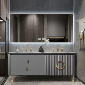 โต๊ะเครื่องแป้งในห้องน้ำกระจกตั้งพื้นตู้ห้องน้ำกระ<span class=keywords><strong>จ</strong></span>กอัจฉริยะ<span class=keywords><strong>หิน</strong></span>อ่อนสไตล์ทันสมัย - Product Image 1