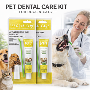 ชุดแปรงสีฟันซิลิโคนสำหรับสัตว์เลี้ยงที่เป็นมิตรกับสิ่งแวดล้อม ชุดดูแลสุขภาพช่องปากสำหรับสุนัขและแมว แปรงนิ้วมือ ยาสีฟันธรรมชาติ ดูแลทำความสะอาดลมหายใจให้สดชื่น - Product Image 1