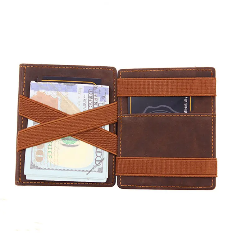 OEM Factory Wholesale Mens Coin Wallet Crazy Horse Leather Card Holder Magic Wallets for Men