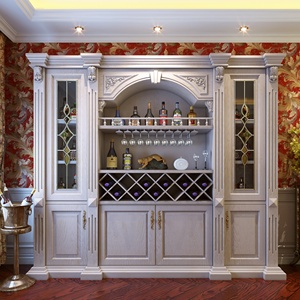 Mueble de Entrada Integrado de Madera Maciza para Comedor y Almacenamiento de Vinos, Mueble de Almacenamiento de Pared para Sala de Estar, Mueble para Té - Product Image 4