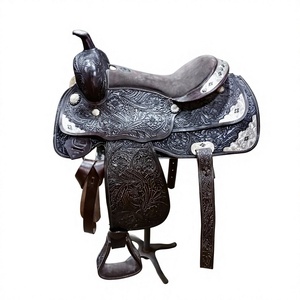 Silla de montar inglesa BS International NA84 de cuero grabado con diseño de árbol y caballo, para carreras, con herrajes sostenibles de acero inoxidable SUS304 - Product Image 2