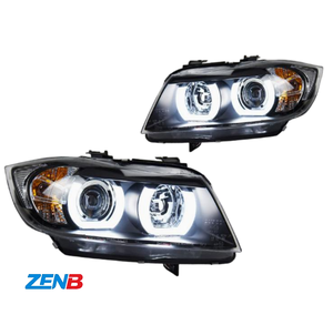 Conjunto de Faros Delanteros para BMW Serie 3 E90 320i <span class=keywords><strong>325i</strong></span> 330, Años 2005-2012, Lentes Modificadas con Luces LED de Circulación Diurna - Product Image 4