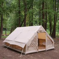 Tente de glamping Safari 5x5m, une chambre, en toile de coton Oxford et matériaux PVC/PVDF, ouverture rapide quatre saisons, portable, structure en bois droite