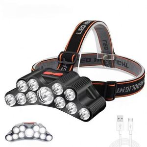 ไฟหน้าแบบพกพา 11 LED ไฟหน้าแบบพกพา ไฟหน้าแบบชาร์จไฟได้ USB ไฟหน้าแบบชาร์จไฟได้แบตเตอรี่ในตัวไฟฉายตกปลาโคมไฟกลางแจ้ง - Product Image 1
