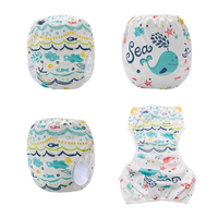 Couche de natation en tissu imperméable taille unique réglable couche de bébé imprimée mignonne à séchage rapide nouveau maillot de bain à motifs
