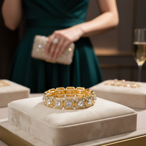 Bracciali elasticizzati in cristallo oro eleganti braccialetti e braccialetti di cristallo - Product Image 3