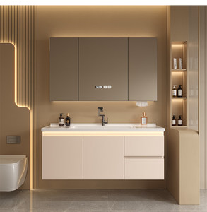 New smart bathroom cabinet combination hand wash basin cabinet bathroom hot curved integrated basin wash basin - Product Image 6