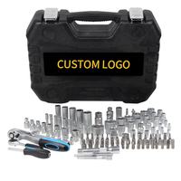 Kit d'outils à main pour atelier, 110 pièces, qualité taïwanaise CR-V, jeu de douilles, clé à cliquet, clé à molette, 1/4 1/2, étui rigide OEM