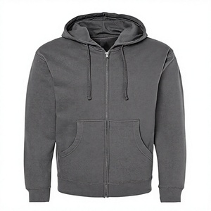 Sweat-shirt en molleton à capuche zippé pour homme, coupe classique, couleur unie, décontracté, avec poches avant, pour l'automne - Product Image 1