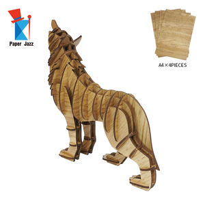 Vente en gros d'emballages personnalisés Fournitures d'enseignement Bricolage Assemblage d'animaux STEAM Décoration découpée au laser Casse-tête en bois 3D Modèle de loup - Product Image 4