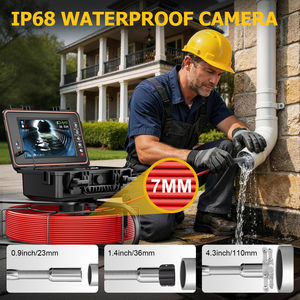 Caméra d'<span class=keywords><strong>inspection</strong></span> de <span class=keywords><strong>canalisation</strong></span> 7 mm 1080P auto-nivelante avec DVR 32 Go pour égouts et tuyaux - Product Image 4