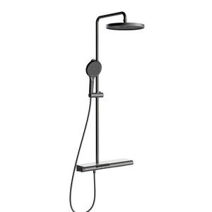Ensemble de pomme de douche à jet de pluie en cuivre massif brossé gris anthracite Vimijia, robinets mélangeurs chaud-froid, douche de bain - Product Image 6