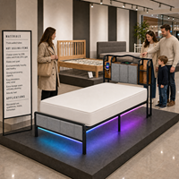 Lit simple en acier pliable et portable, réglable et extensible, avec charge USB et éclairage LED RGB / Stable et silencieux