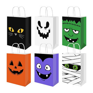 Custom Design Logo Halloween Themed Paper <b>Bag</b> Nice Quality Wholesale Portable Halloween <b>Gift</b> Kraft Paper <b>Bag</b> for Storing Items - Product Image 1