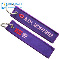 Porte-Clés Brodé Personnalisé en Tissu Tissé des Deux Côtés, Thème Avion de Ligne, Jet Tag 3D Logo Double Face sur Mesure