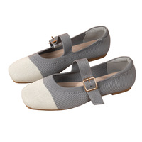 ODM OEM 2026 Ballerines Mary Jane en maille respirante à blocs de couleur, Chaussures de marche légères à semelle souple et bride de cheville réglable pour femmes