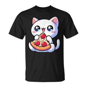 T-shirt Pizza Cat Kawaii Anime Adorable Neko pour enfants, T-shirt japonais mignon pour garçons et filles - Product Image 1
