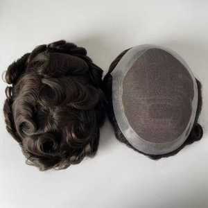 Parrucchino da <span class=keywords><strong>uomo</strong></span> in pizzo francese HD Indian Hair 6x8 7x9 8x10, capelli Remy, densità 80%, base in PU, all'ingrosso - Product Image 3
