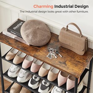 Shoe Rack Boots <strong>Shelf</strong> Shoe Storage Organizer <strong>with</strong> Side <strong>Hooks</strong> for <strong>Entryway</strong>, 24-30 Pairs Metal Taller - Product Image 5