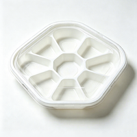 Boîte alimentaire en PET personnalisée en usine, écologique, à base blanche avec couvercle transparent, emballage blister multi-grilles pour le stockage de gâteaux et de bonbons