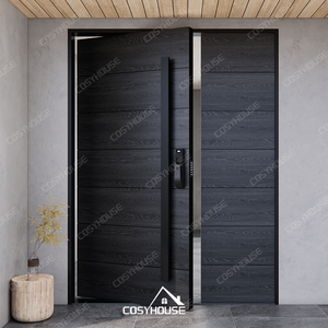 Porta d'Ingresso in Legno Massiccio con Design Asimmetrico a <span class=keywords><strong>Doppia</strong></span> <span class=keywords><strong>Anta</strong></span> e Vetrate Laterali, Ultimo Modello 2025 - Product Image 3