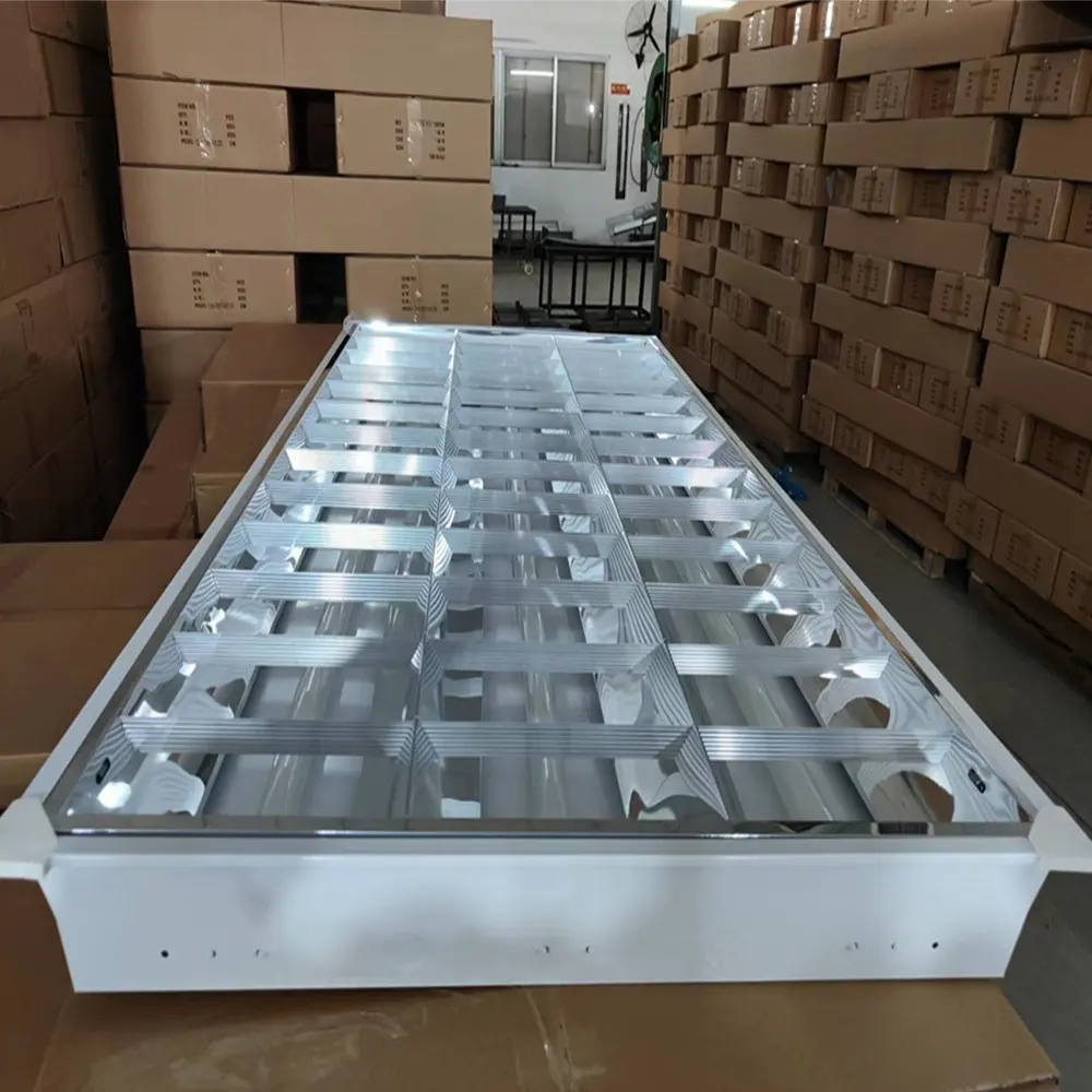 High output T5/T8 fluorescent grille lamp 60*120cm 2ftx4ft louver aluminum reflector 3x36w 3x40w recessed grille light fixture