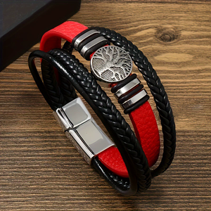 <span class=keywords><strong>Bracelet</strong></span> en cuir à fermoir <span class=keywords><strong>magnétique</strong></span> avec motif arbre de vie, style décontracté/sportif, cadeau pour <span class=keywords><strong>homme</strong></span> - Product Image 5