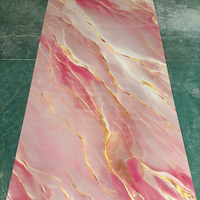Panneau mural 3D SPC moderne géométrique 4x8 pi 4x10 pi, 3 mm, haute brillance, imperméable, ignifuge, feuille de marbre UV pour usage domestique