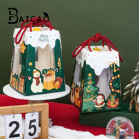 Boîte à gâteau Arbre de Noël, boîte de 4 pouces pour mousse, pâtisserie, biscuits, desserts, avec fenêtre transparente, boîte cadeau portable