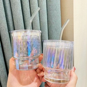 Vaso <span class=keywords><strong>de</strong></span> Agua <span class=keywords><strong>de</strong></span> Vidrio <span class=keywords><strong>de</strong></span> Gran Capacidad con Pajita para Estudiantes y Hogar, Elegante Vaso <span class=keywords><strong>de</strong></span> Vidrio para Bebidas - Product Image 3