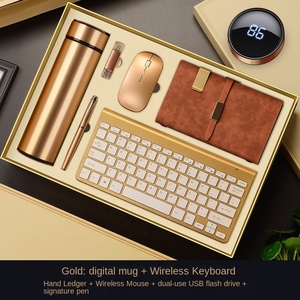 مجموعة هدايا مكتبية عالية الجودة للشركات تشمل قارورة فراغية وذاكرة فلاش USB وقلم ولوحة مفاتيح ومكبر صوت وفأرة - Product Image 1