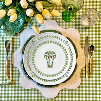 Service de table en porcelaine Palmier émeraude Vaisselle en céramique haut de gamme pour la vente au détail Mariages sur le thème de la jungle Événements écologiques