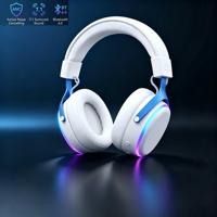 Headset Gaming Nirkabel ANC 7.1 Surround Sound untuk Mode Ganda Kabel+Nirkabel 6.0, Lampu RGB JL, Baterai 2000mAh, Over-Ear