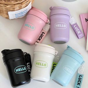 Mug à café isotherme de luxe personnalisé en acier inoxydable à double paroi, sans BPA, anti-fuite, avec paille pour enfants et cordelette - Product Image 3