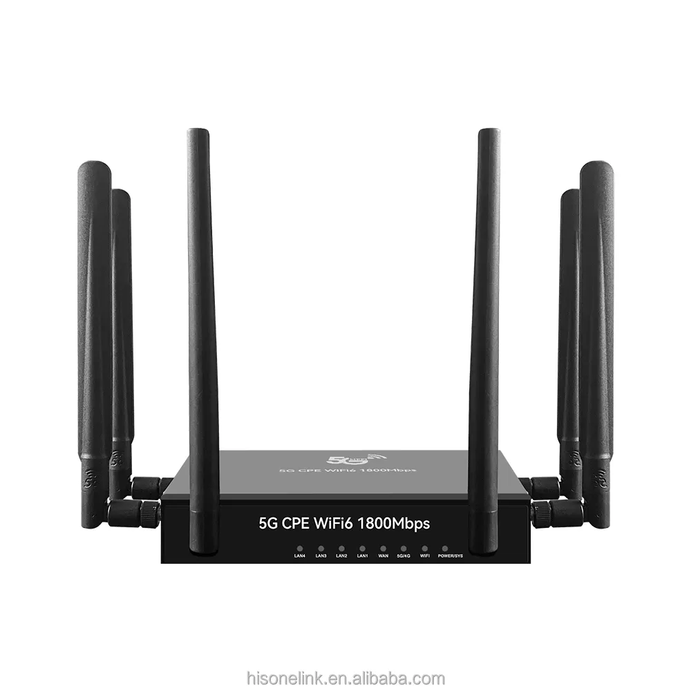 Router kartu sim 5g versi Global AX1800Mbps Wi-Fi 6 5g cpe dengan 4 Port Gigabit USB 2.0