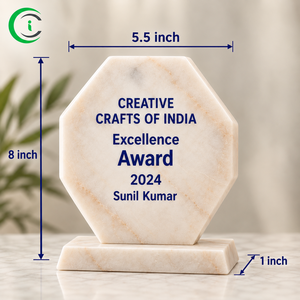 Trofeo Octagonal de Mármol Blanco Premium de 8 Pulgadas con Grabado Personalizado y Grabado de Precisión para Premios de Reconocimiento Corporativo y Escolar - Product Image 3