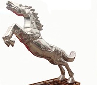 Statue de cheval grandeur nature en métal, grande sculpture de cheval en acier inoxydable pour jardin extérieur