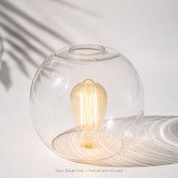 Abat-jour en verre soufflé à la main, transparent, rond, double ouverture, pour lampe suspendue ou lampe de table, décoration d'intérieur
