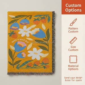 Selimut Jacquard Modern Retro Premium Motif Stroberi Cerah, Nyaman, Dekoratif, Tekstur Tenun Tahan Lama dengan Pinggiran Rumbai - Product Image 4