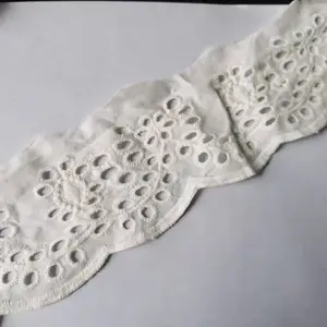 embroidered cotton eyelet lace trim fabric sewing accessory for clothing decoration