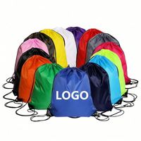 Sac à dos de sport pliable unisexe pour voyage en famille, sac de sport à cordon en polyester réutilisable bleu pour chaussures et plage, directement de l'usine