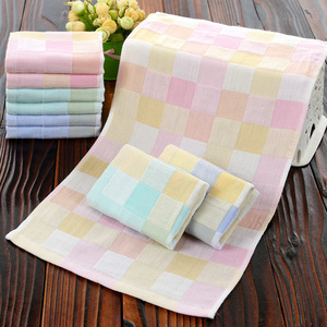 Toallita de algodón a cuadros para bebé, 27x50 cm, toalla de secado rápido y agradable para la piel, para uso como regalo para niños - Product Image 1